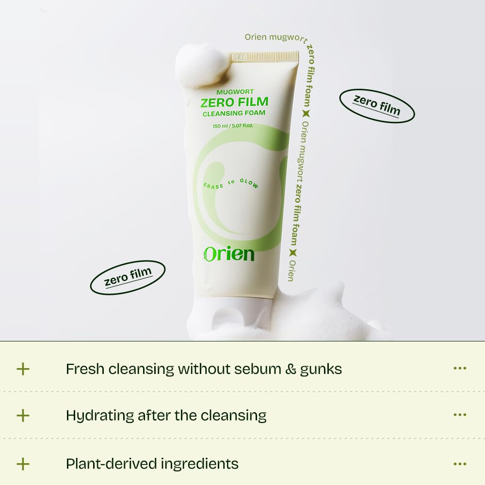 Mugwort Zero Film Cleansing Foam 5.07 Fl.Oz, 150Ml ㅣDaily Makeup Blackhead Removal No Pore Clogging Korean Skincare Double Cleansing